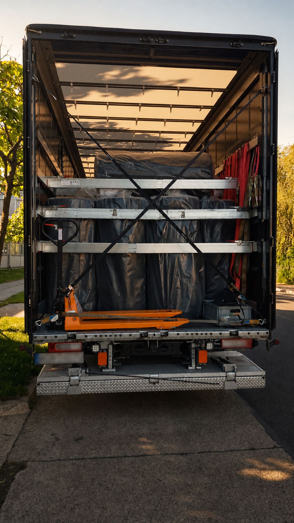 Zabezpieczony ładunek przygotowany do wymagającego transportu